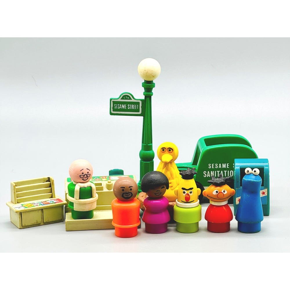 Fisher Price Sesame Street Little People Figures Big Bird Cookie Monster 1970s